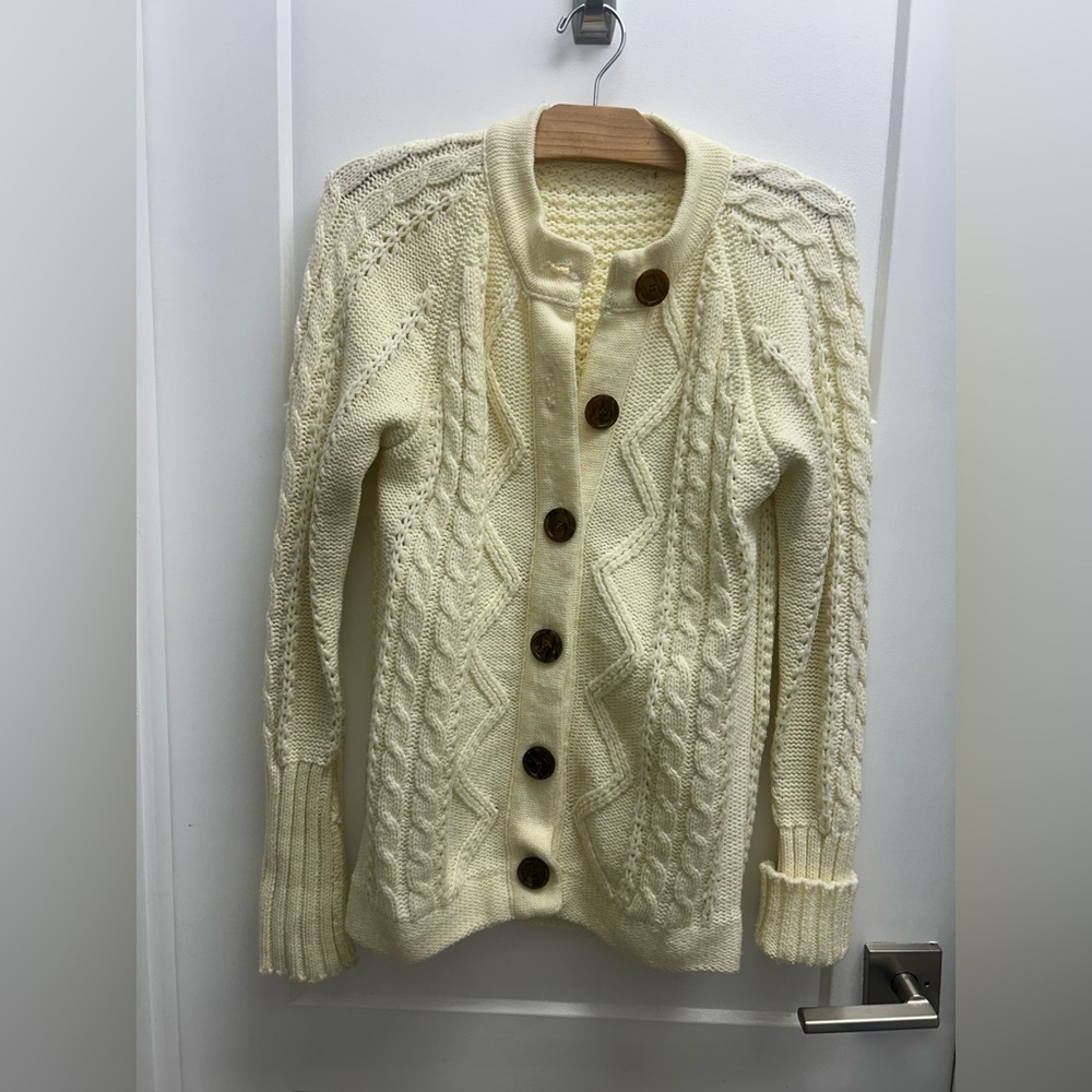 Elegant Cream Knit Cardigan Sweater